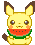 Pikachu eating watermelon