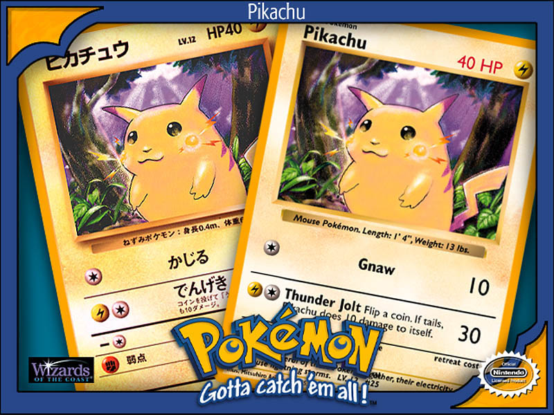 Japanese and English Pkachu Base cards picture